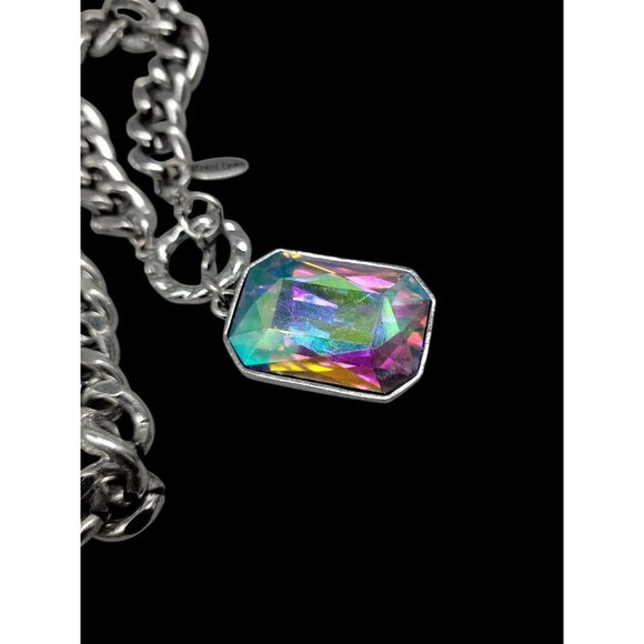 Traci Lynn Crystal Pendant Toggle Necklace Large Chunky Statement Necklace 20" - Picture 5 of 16